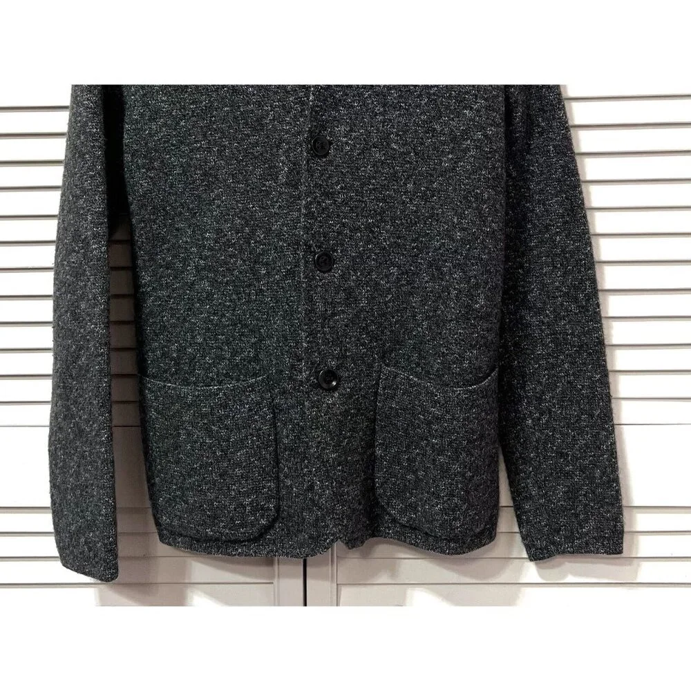 Club Monaco Women Lamb Wool sweater small open front buttons gray pockets - Picture 3 of 7